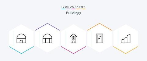 Buildings 25 Line icon pack including modern building. architecture. store. apartments. exit vector