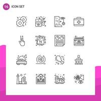 Set of 16 Modern UI Icons Symbols Signs for heart gesture summer fingers healthcare Editable Vector Design Elements