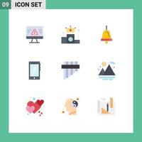 Stock Vector Icon Pack of 9 Line Signs and Symbols for instrument iphone bell android smart phone Editable Vector Design Elements