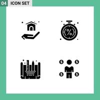 Group of 4 Modern Solid Glyphs Set for building creating blueprint discount sale business Editable Vector Design Elements