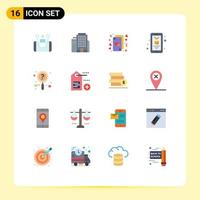 16 Universal Flat Colors Set for Web and Mobile Applications search news heart smartphone mobile Editable Pack of Creative Vector Design Elements