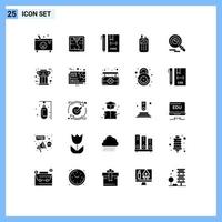 Group of 25 Solid Glyphs Signs and Symbols for faind wireless coding receiver phone Editable Vector Design Elements