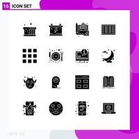 Modern Set of 16 Solid Glyphs Pictograph of shopping barcodes car barcode construction Editable Vector Design Elements