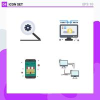 User Interface Pack of 4 Basic Flat Icons of control online shop charity donate local Editable Vector Design Elements