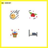 4 User Interface Flat Icon Pack of modern Signs and Symbols of meteorite presentation space fruit hospital Editable Vector Design Elements