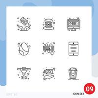 9 Creative Icons Modern Signs and Symbols of interface celebration computer egg birthday Editable Vector Design Elements