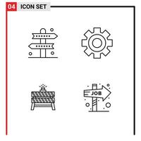 Set of 4 Modern UI Icons Symbols Signs for activities barrier game gear stop Editable Vector Design Elements