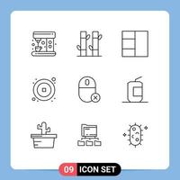 Mobile Interface Outline Set of 9 Pictograms of mouse gadget wireframe devices year Editable Vector Design Elements