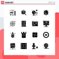 Universal Icon Symbols Group of 16 Modern Solid Glyphs of hierarchy world e shopping internet computing Editable Vector Design Elements