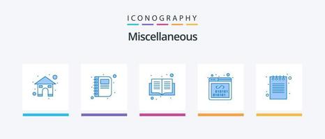 Miscellaneous Blue 5 Icon Pack Including diary. book. web. coding. Creative Icons Design vector