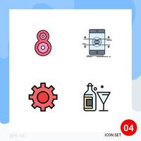 Modern Set of 4 Filledline Flat Colors and symbols such as eight gear api phone user Editable Vector Design Elements