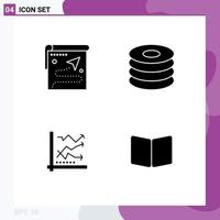 Pack of 4 creative Solid Glyphs of map graph destination drink analytic Editable Vector Design Elements