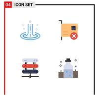 Pictogram Set of 4 Simple Flat Icons of effect computing water devices network Editable Vector Design Elements