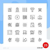 25 Thematic Vector Lines and Editable Symbols of agriculture light meat bulb trophy Editable Vector Design Elements