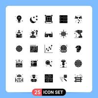 Pictogram Set of 25 Simple Solid Glyphs of plumber leak connection server data Editable Vector Design Elements