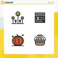 User Interface Pack of 4 Basic Filledline Flat Colors of forest fruit tree pray pumpkin Editable Vector Design Elements