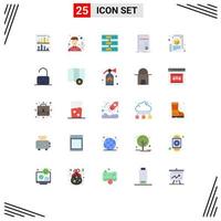 Universal Icon Symbols Group of 25 Modern Flat Colors of report data recorder business cloud Editable Vector Design Elements