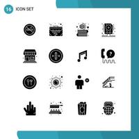 Pictogram Set of 16 Simple Solid Glyphs of store storage books hdd data Editable Vector Design Elements