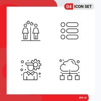 Universal Icon Symbols Group of 4 Modern Filledline Flat Colors of love configuration signs text cloud Editable Vector Design Elements