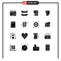 16 iconos creativos signos y símbolos modernos de tarjeta de memoria medicación cabeza de pensamiento elementos de diseño vectorial editables vector