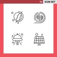 Modern Set of 4 Filledline Flat Colors Pictograph of earth ship earth shaping ufo Editable Vector Design Elements