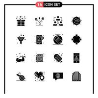16 User Interface Solid Glyph Pack of modern Signs and Symbols of filtering business delegate plant biology Editable Vector Design Elements