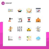Group of 16 Modern Flat Colors Set for page inbox leadership browser money Editable Pack of Creative Vector Design Elements