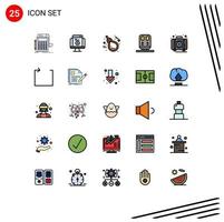 Modern Set of 25 Filled line Flat Colors Pictograph of train back ecommerce rope halloween Editable Vector Design Elements