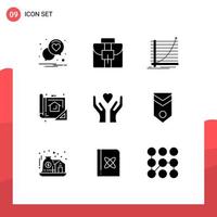 9 Universal Solid Glyphs Set for Web and Mobile Applications care planning chart design plan Editable Vector Design Elements