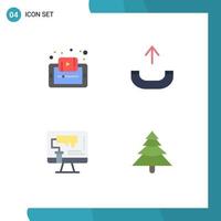 4 Thematic Vector Flat Icons and Editable Symbols of document computer mobile call paint roller Editable Vector Design Elements