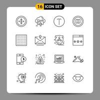 Group of 16 Modern Outlines Set for mapquest google cloud find symbolism Editable Vector Design Elements