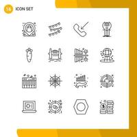 Set of 16 Commercial Outlines pack for kit app celebtare sdk outgoing Editable Vector Design Elements