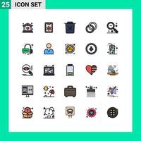 Universal Icon Symbols Group of 25 Modern Filled line Flat Colors of magnifier couple basic wedding trash Editable Vector Design Elements