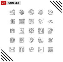 Set of 25 Commercial Lines pack for basketball weight bluetooth protein sharing Editable Vector Design Elements