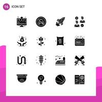 16 Creative Icons Modern Signs and Symbols of job group slash spaceship launch Editable Vector Design Elements