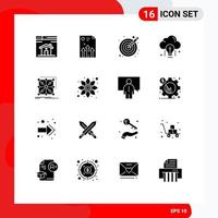 Solid Glyph Pack of 16 Universal Symbols of light data report idea vectors Editable Vector Design Elements