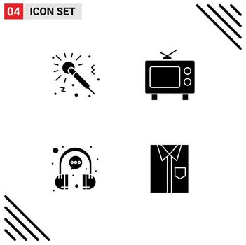 Set of Modern UI Icons Symbols Signs for microphone customer night media representative Editable Vector Design Elements