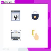 Pack of 4 Modern Flat Icons Signs and Symbols for Web Print Media such as web advancement diagram web maintenance money graph Editable Vector Design Elements