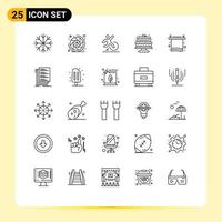Mobile Interface Line Set of 25 Pictograms of interior cakes change cake baked Editable Vector Design Elements