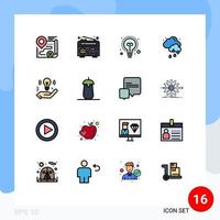 16 Flat Color Filled Line concept for Websites Mobile and Apps bulb idea bulb business rainy Editable Creative Vector Design Elements