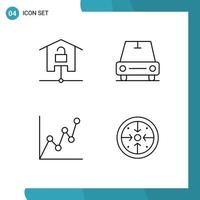 User Interface Pack of 4 Basic Filledline Flat Colors of devices card smart home vehicles stages Editable Vector Design Elements