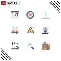 Modern Set of 9 Flat Colors Pictograph of user search play project thermometer Editable Vector Design Elements