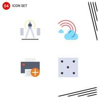 Set of 4 Commercial Flat Icons pack for compass rain geometry filled computers Editable Vector Design Elements