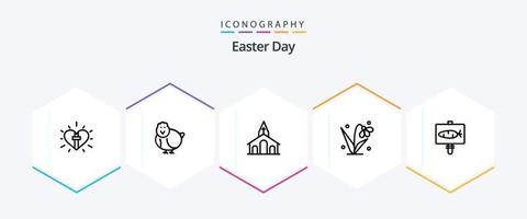 Easter 25 Line icon pack including tulip. easter. happy. decoration. cross vector