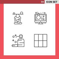 User Interface Pack of 4 Basic Filledline Flat Colors of balance test tube mind online experiment clean Editable Vector Design Elements