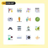 16 Universal Flat Color Signs Symbols of showcase album card pay card Editable Pack of Creative Vector Design Elements