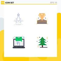 Set of 4 Commercial Flat Icons pack for precision email compass diamond online Editable Vector Design Elements