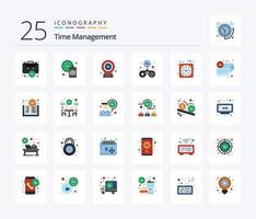 Time Management 25 Flat Color icon pack including clock. solid. waste. game. time vector