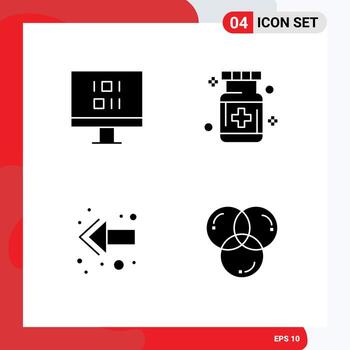 paquete de iconos de vector de stock de 4 signos y símbolos de línea para elementos de diseño de vector editables de codificación médica de cuidado posterior de la computadora