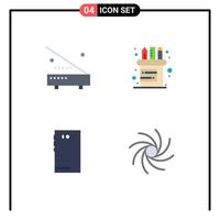 User Interface Pack of 4 Basic Flat Icons of devices smart phone equipment pen camera Editable Vector Design Elements